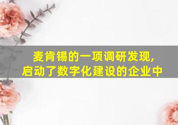 麦肯锡的一项调研发现,启动了数字化建设的企业中