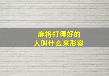 麻将打得好的人叫什么来形容