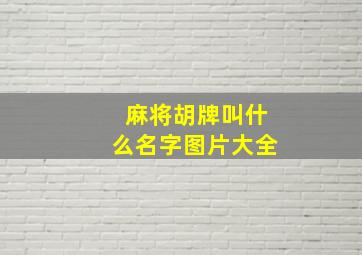 麻将胡牌叫什么名字图片大全