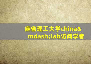 麻省理工大学china—lab访问学者