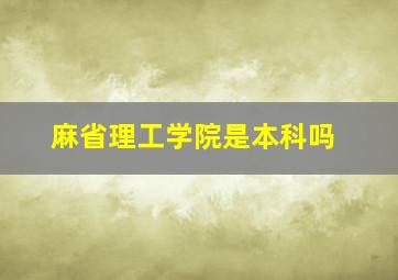 麻省理工学院是本科吗