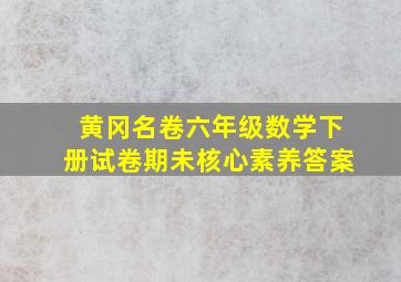 黄冈名卷六年级数学下册试卷期未核心素养答案