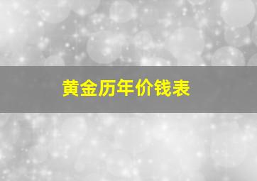 黄金历年价钱表