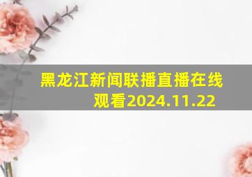 黑龙江新闻联播直播在线观看2024.11.22