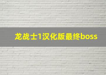 龙战士1汉化版最终boss