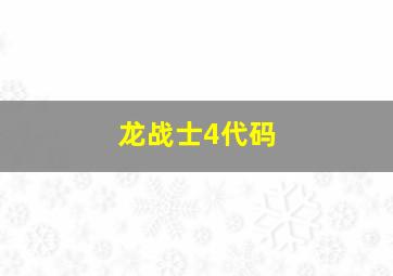 龙战士4代码