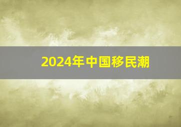 2024年中国移民潮