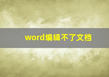 word编辑不了文档