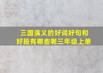 三国演义的好词好句和好段有哪些呢三年级上册