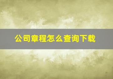 公司章程怎么查询下载