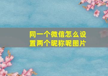 同一个微信怎么设置两个昵称呢图片