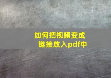 如何把视频变成链接放入pdf中