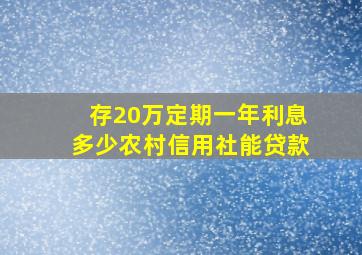 存20万定期一年利息多少农村信用社能贷款